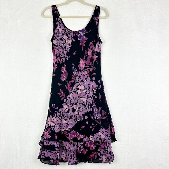 Vintage Dresses & Skirts - Vintage Eva Blue 90s Y2K Beaded Mini Dress Size 10 Whimsigoth Fairy 00s Floral